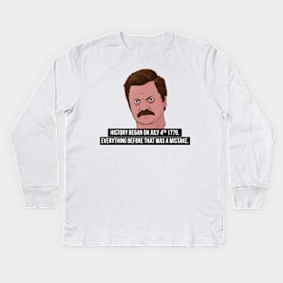 Ron Swanson - July 4th Kids Long Sleeve T-Shirt